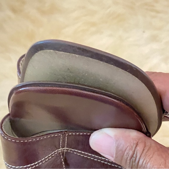 Unisa Brown Leather Heeled Slide Sandals size 6 1/2 B - Picture 5 of 11